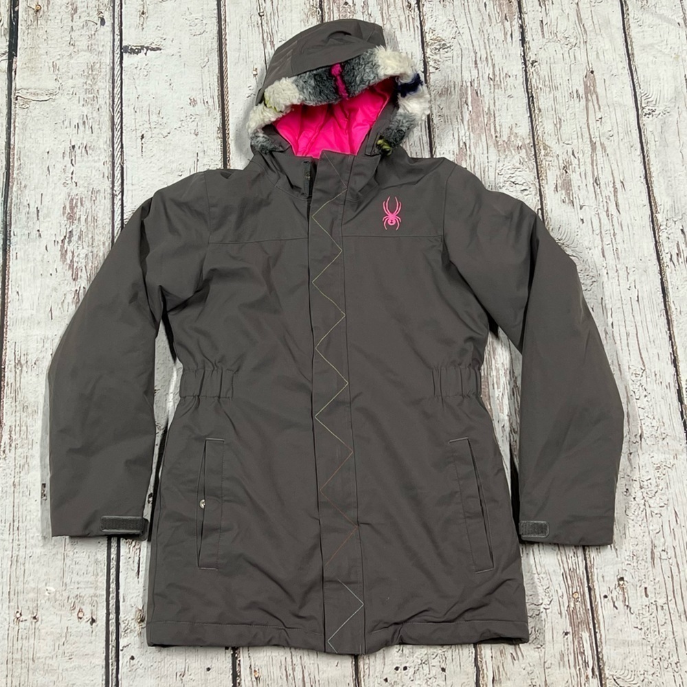 Kids Girls Spyder Ski Skiing Snowboarding Hooded Jacket Size XL